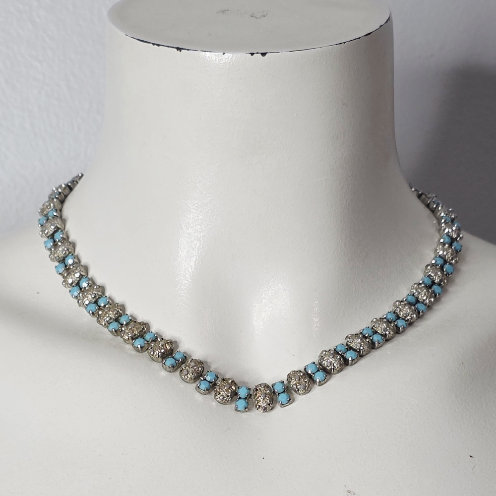 Vintage 1960s Turquoise and Silver Necklace